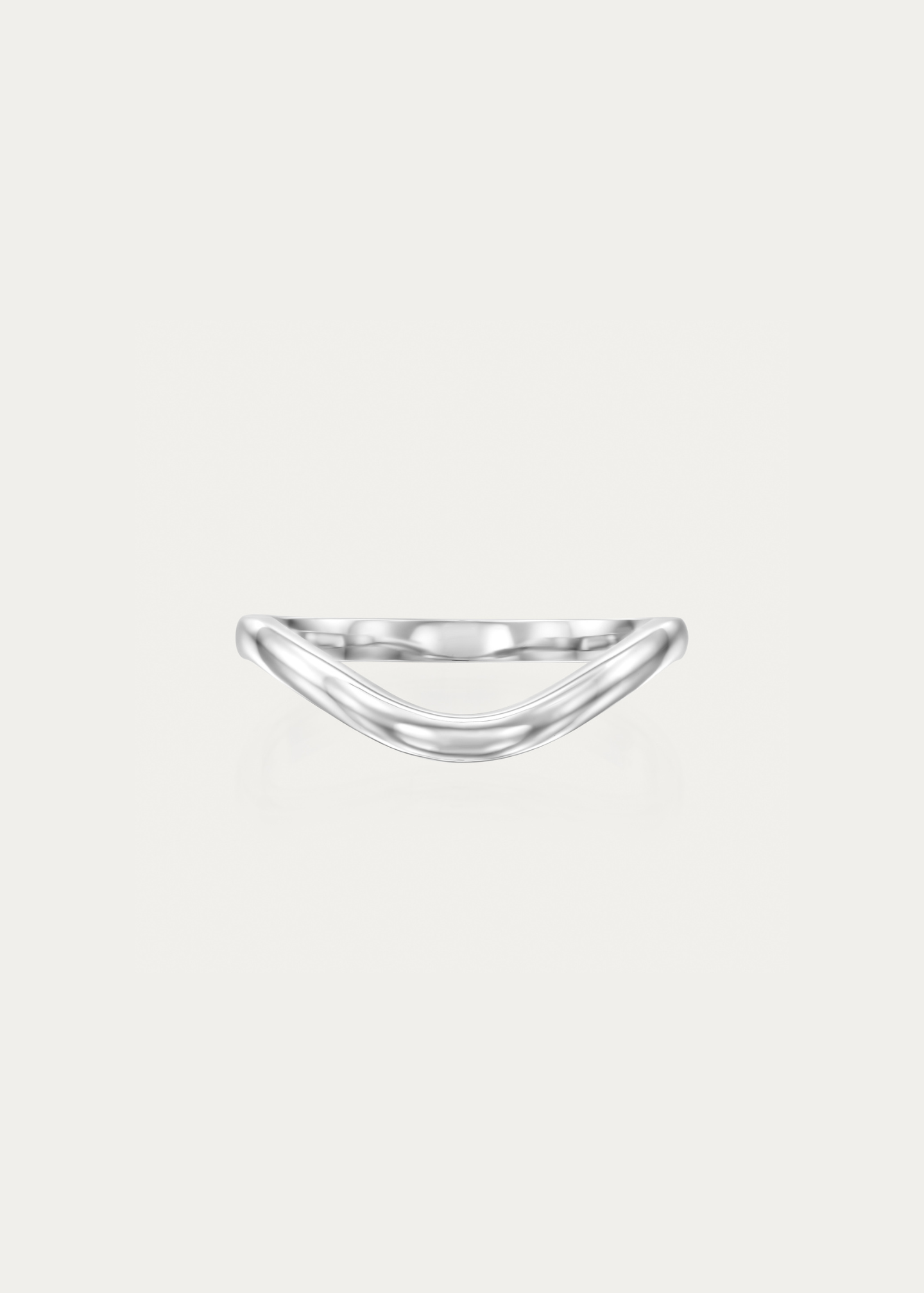 Side profile of the Wave Ring, emphasizing its delicate wave-inspired twist. Crafted in solid 14K or 18K gold, this sleek and modern band is perfect for stacking or wearing alone.