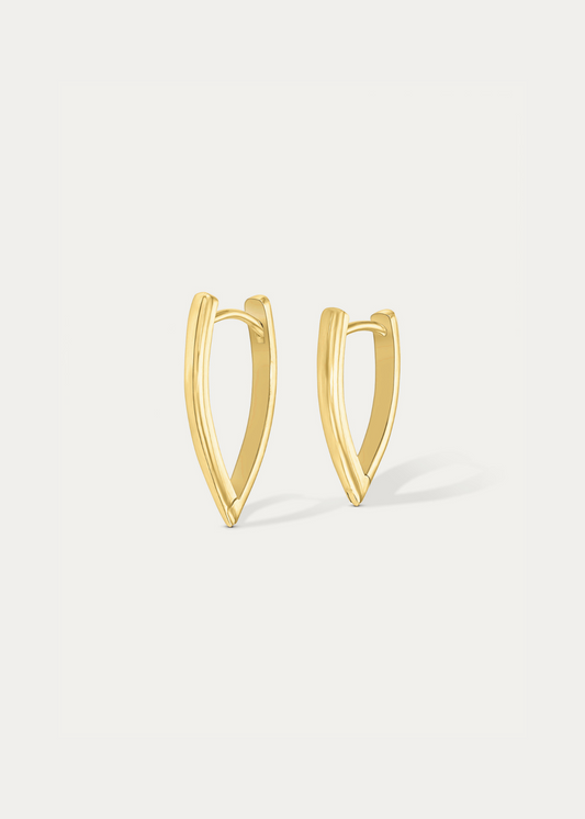 Medium Jane Hoops in 14K or 18K gold by Presiada – refined eye-shaped earrings with modern sculptural design.